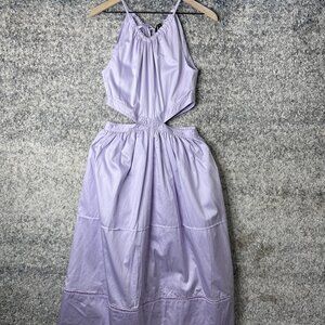 Something Navy Dress Womens Small Purple Cut Out Midi Open Side Summer New
